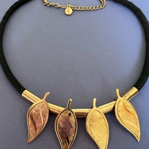 Vintage Emmons Choker Necklace With Gold Leaves